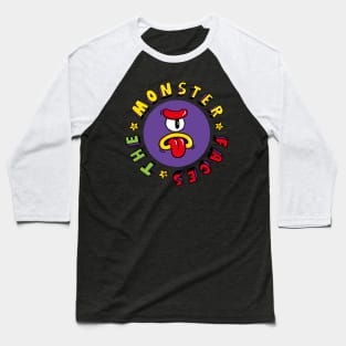 Funny Purple Monster Face With Single Eyes Baseball T-Shirt